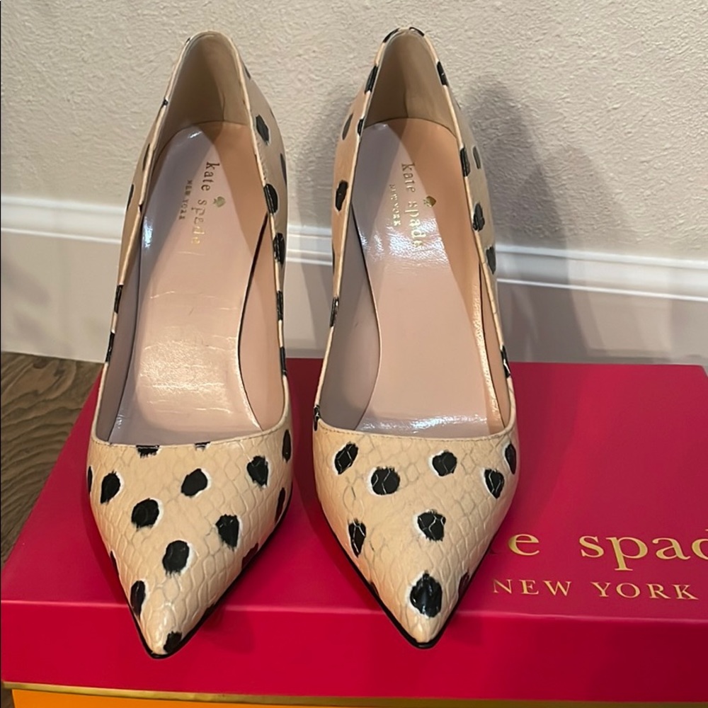 Kate Spade dot snake print heels